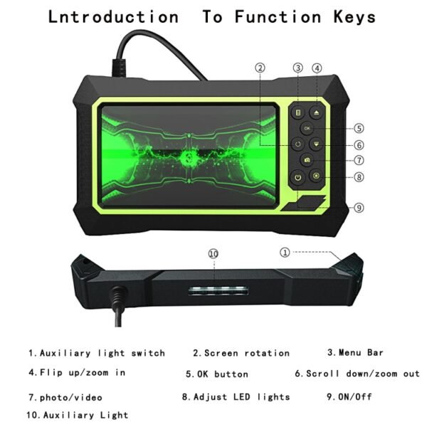 5.5mm 1080P IP68 Waterproof 4.3 inch Screen Single Camera Digital Endoscope, 7m, 5m, 2m