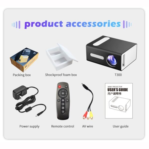 T300 25ANSI LED Portable Home Multimedia Game Projector, US Plug - Image 14