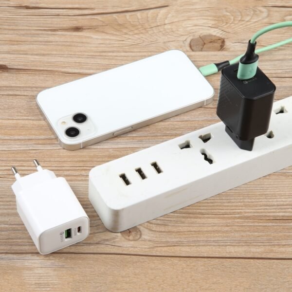PD 20W USB-C/Type-C+QC 3.0 USB Ports Dot Pattern Travel Charger, EU Plug, EU Plug - Image 3