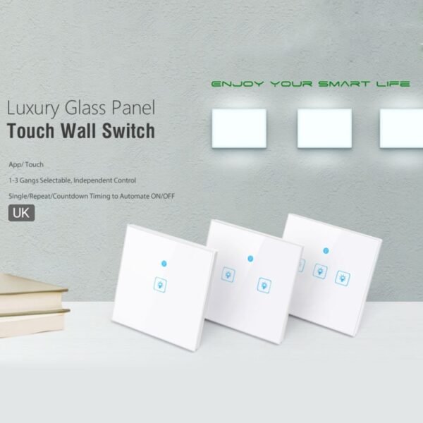 WS-UK-01 EWeLink APP & Touch Control 2A 1 Gang Tempered Glass Panel Smart Wall Switch, AC 90V-250V, UK Plug - Image 4