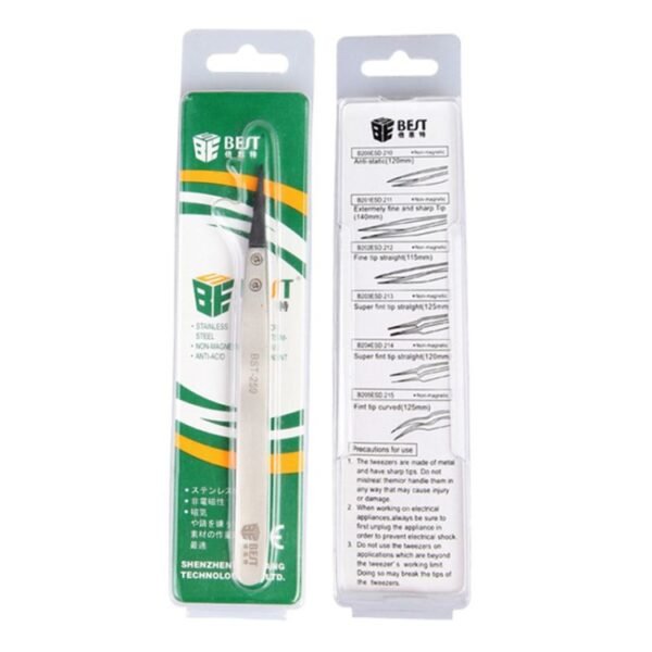 BEST BST-259 Stainless Steel Snti Static Tweezer - Image 7