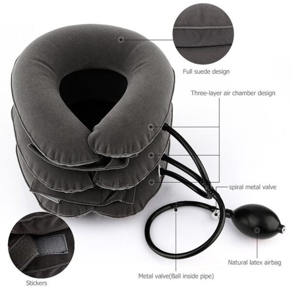 Household Full Cashmere Cervical Traction Instrument Neck Protection Inflatable Cervical Spine Massage Instrument, Full Cashmere (Black), Full Cashmere (Coffee), Full Cashmere (Grey), Full Cashmere (Blue), Full Cashmere (Purple), Full Cashmere (Rose Red)