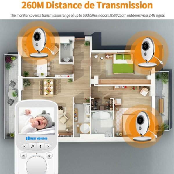 VB605 2.4 inch LCD 2.4GHz Wireless Surveillance Camera Baby Monitor, Support Two Way Talk Back, Night Vision, VB605 - Image 13