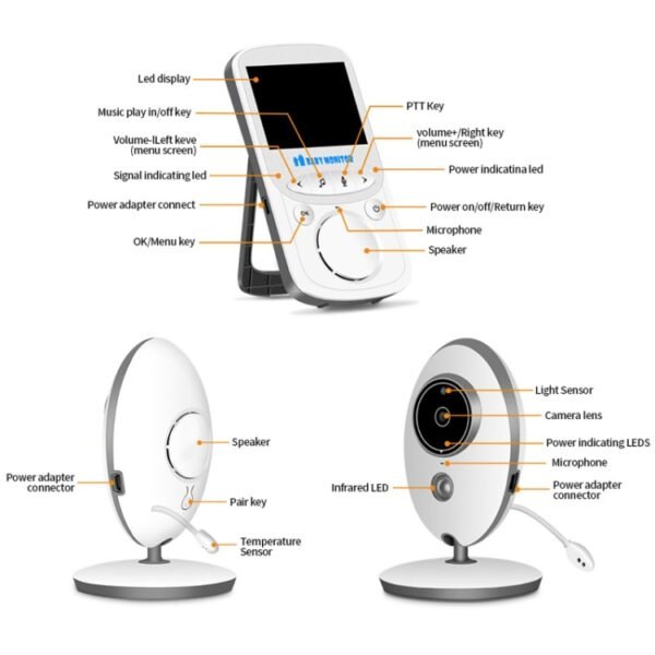VB605 2.4 inch LCD 2.4GHz Wireless Surveillance Camera Baby Monitor, Support Two Way Talk Back, Night Vision, VB605 - Image 4