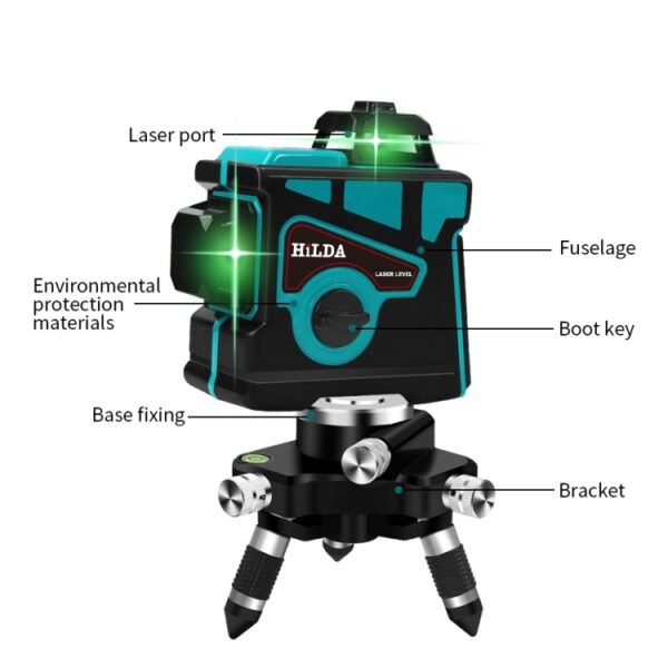 Hilda LS055 Laser Level 12 Lines 3D Self-leveling 360 Cross Horizontal Vertical Level Green Beam - Image 5