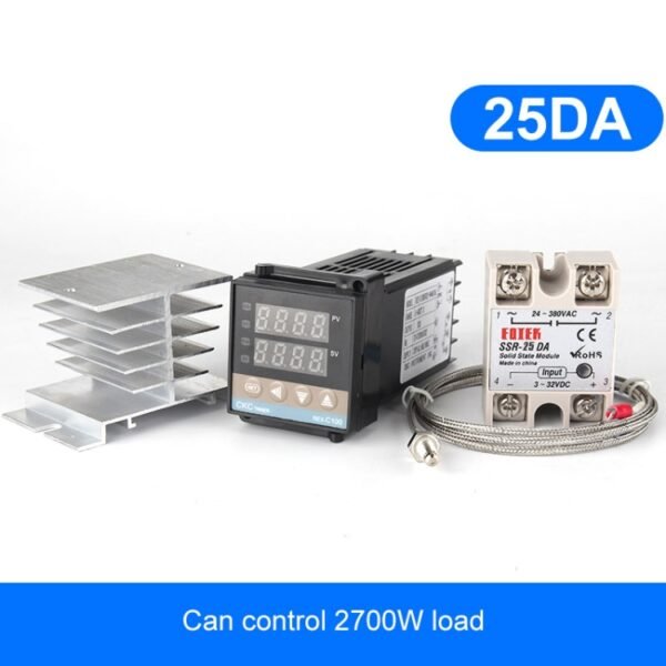 2700W REX-C100 Thermostat + Heat Sink + Thermocouple + SSR-25 DA Solid State Module Intelligent Temperature Control Kit - Image 2