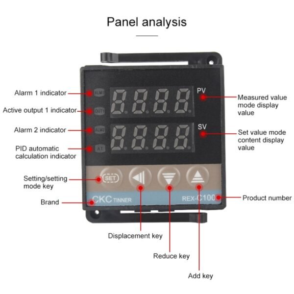 2700W REX-C100 Thermostat + Heat Sink + Thermocouple + SSR-25 DA Solid State Module Intelligent Temperature Control Kit - Image 3