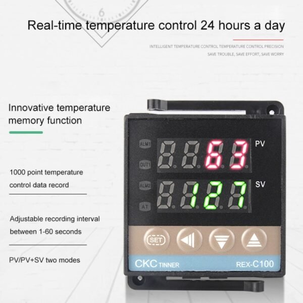 2700W REX-C100 Thermostat + Heat Sink + Thermocouple + SSR-25 DA Solid State Module Intelligent Temperature Control Kit - Image 7