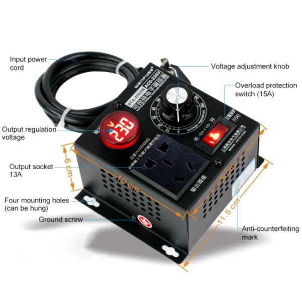 DADR-4000W Single-phase AC Fan Speed Controller, CN Plug - Image 3