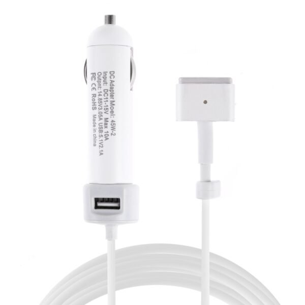 45W-2 5.1V 2.1A USB Interface Car Charger with 14.85V 3.05A T MagSa...