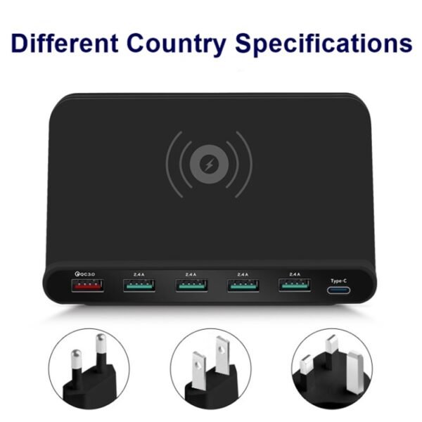 828W 7 in 1 60W QC 3.0 USB Interface + 4 USB Ports + USB-C / Type-C...