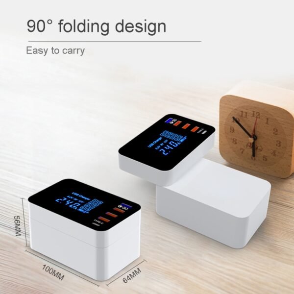 CDA33Q 40W QC 3.0 USB + 3 USB Ports + USB-C / Type-C Ports Multi-function Charger with LED Display, EU Plug