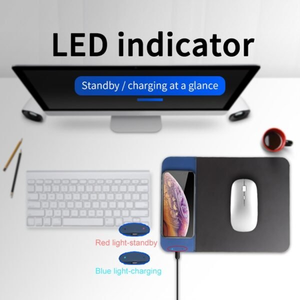 OJD-36 QI Standard 10W Lighting Wireless Charger Rubber Mouse Pad, Size: 26.2 x 19.8 x 0.65cm - Image 3