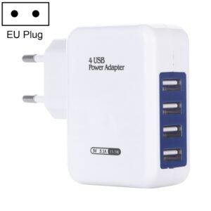 HT-CD03 15.5W 5V 3.1A 4-Port USB Wall Charger Travel Charger, EU Pl...