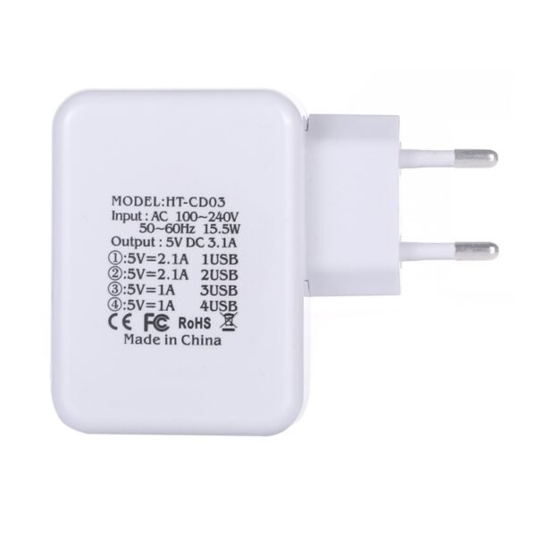 HT-CD03 15.5W 5V 3.1A 4-Port USB Wall Charger Travel Charger, EU Pl... - Image 4
