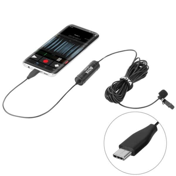 BOYA BY-DM2 USB-C / Type-C Broadcast Lavalier Condenser Microphone ...