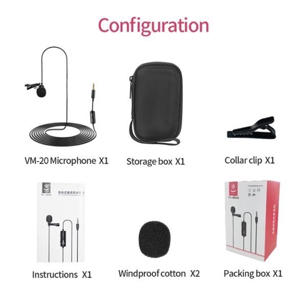 YICHUANG YC-VM20 3.5mm Port Video Recording Omnidirectional Lavalier Microphone, Cable Length: 6m - Image 3