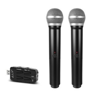 J.I.Y 2 in 1 K Song Wireless Microphones for TV PC with Audio Card ...