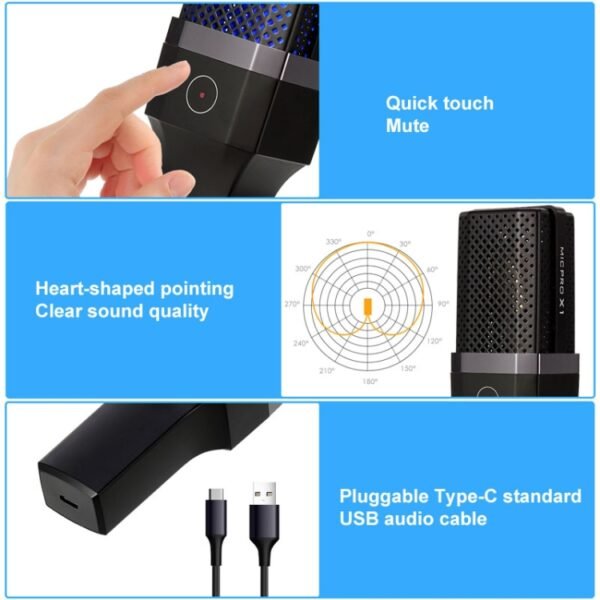 Yanmai X1 4 in 1 Foldable Lifting Professional Desktop Live Broadcast Cardioid Pointing Condenser Recording Microphone Set with Blowout Net & Shockproof Mount & 1.8m USB-C / Type-C Cable - Image 4