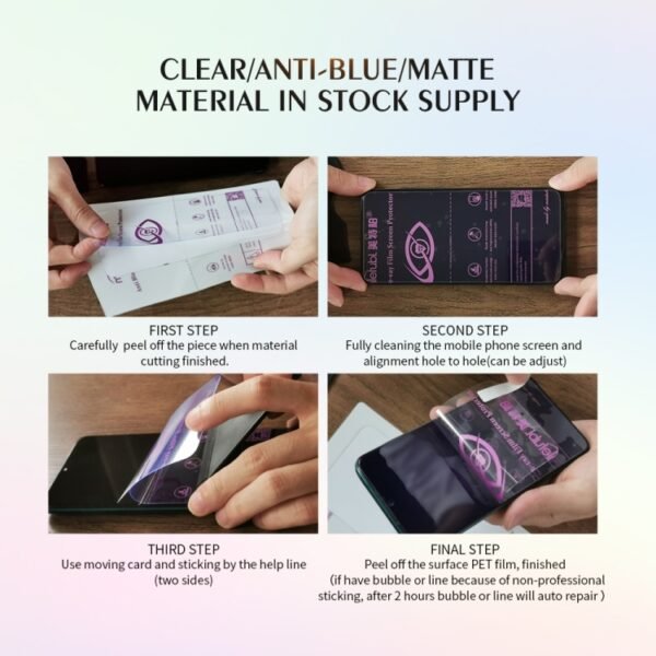 50 PCS 12 x 18cm Phone Anti Blue-ray TPU Soft Hydrogel Film Supplies for Intelligent Protector Cutter - Image 5
