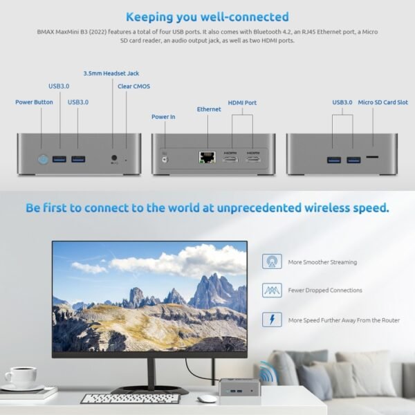 BMAX B3 Windows 11 Mini PC, 16GB+512GB, Intel Jasper Lake N5095, Su...