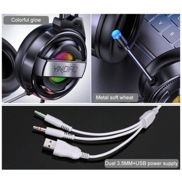 YINDIAO Q3 USB Wired E-sports Gaming Headset with Mic & RGB Light, ... - Image 9