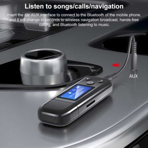 K15-Pro 2 in 1 USB Car Bluetooth 5.0 Audio Adapter Transmitter Receiver with LCD Screen - Image 5