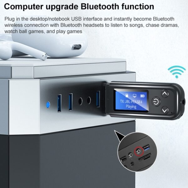 K15-Pro 2 in 1 USB Car Bluetooth 5.0 Audio Adapter Transmitter Receiver with LCD Screen - Image 6