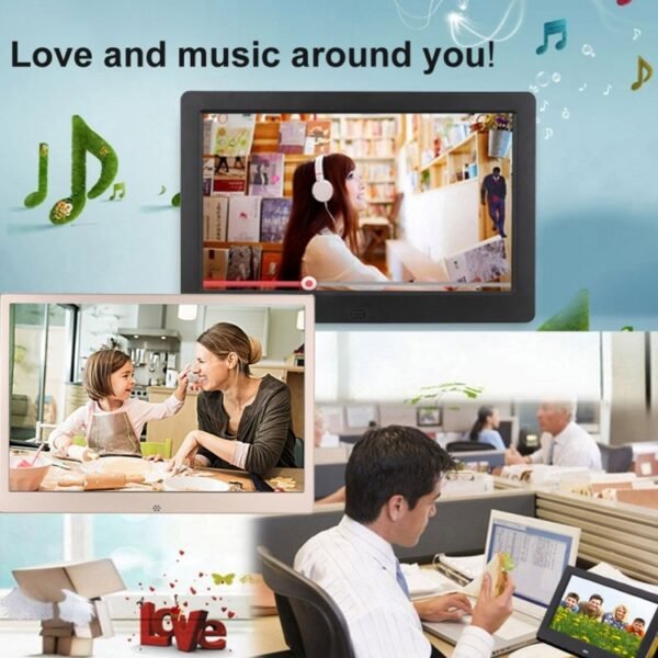 HSD1303 13.3 inch LED 1280x800 High Resolution Display Digital Photo Frame with Holder and Remote Control, Support SD / MMC / MS Card / USB Port, US Plug(Gold) - Image 9