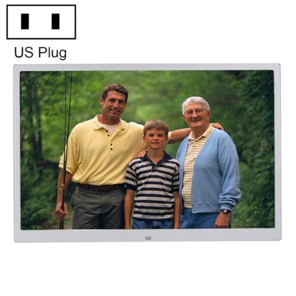HSD1504 15.4 inch LED 1280x800 High Resolution Display Digital Photo Frame with Holder and Remote Control, Support SD / MMC / MS Card / USB Port, US Plug(Silver)