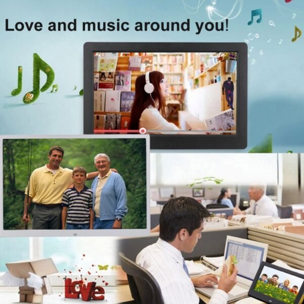 HSD1504 15.4 inch LED 1280x800 High Resolution Display Digital Photo Frame with Holder and Remote Control, Support SD / MMC / MS Card / USB Port, US Plug(Silver) - Image 9