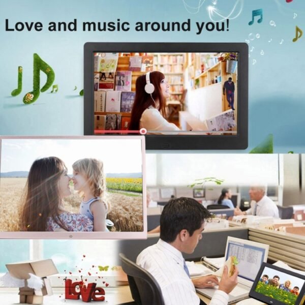 HSD1707 17 inch LED 1440X900 High Resolution Display Digital Photo Frame with Holder and Remote Control, Support SD / MMC / MS Card / USB Port, US Plug(Gold) - Image 9