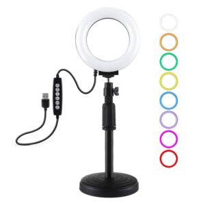 PULUZ 4.7 inch 12cm Curved Surface Ring Light + Round Base Desktop ...