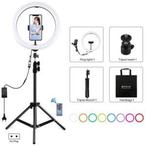 PULUZ 11.8 inch 30cm RGB Light 1.1m Tripod Mount Dimmable LED Ring ...