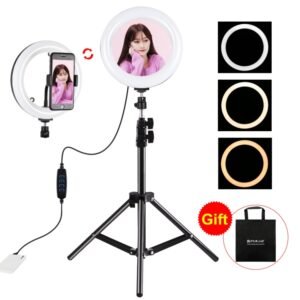PULUZ 7.9 inch 20cm Mirror Light+ 1.1m Tripod Mount USB 3 Modes Dim...