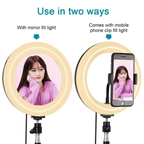 PULUZ 7.9 inch 20cm Mirror Light+ 1.1m Tripod Mount USB 3 Modes Dim... - Image 6