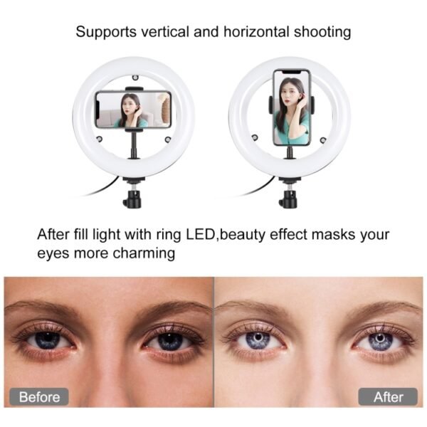 PULUZ 7.9 inch 20cm Mirror Light+ 1.1m Tripod Mount USB 3 Modes Dim... - Image 7