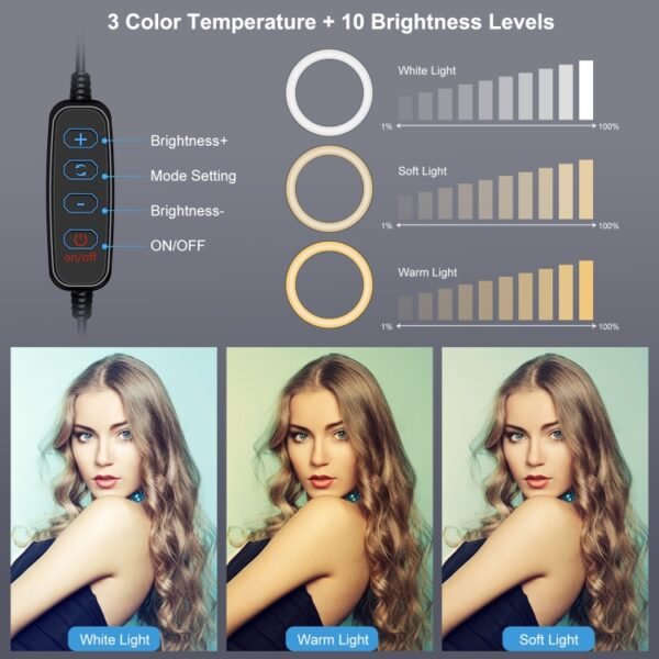 PULUZ 6.2 inch 16cm Ring Selfie Light 3 Modes USB Dimmable Dual Col...