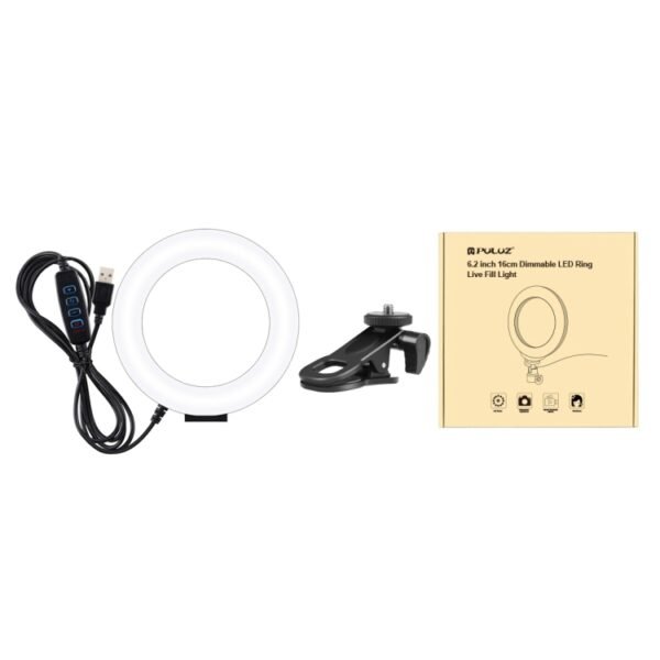PULUZ 6.2 inch 16cm Ring Selfie Light 3 Modes USB Dimmable Dual Col...