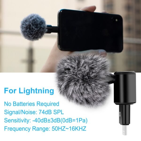 PULUZ 8PIN Jack Mobile Phone Omnidirectional Condenser Adjustable M...