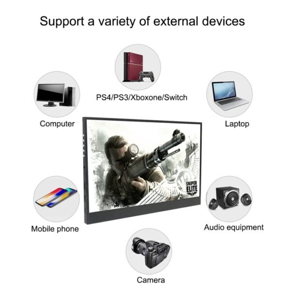 15.6 inch 1080P LED Portable Display Support HDR(Black) - Image 8