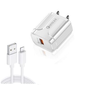 LZ-023 18W QC 3.0 USB Portable Travel Charger + 3A USB to 8 Pin Dat...