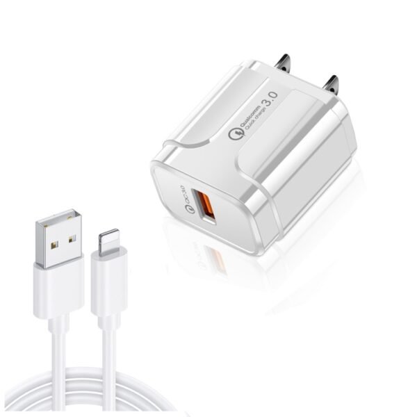 LZ-023 18W QC 3.0 USB Portable Travel Charger + 3A USB to 8 Pin Dat...