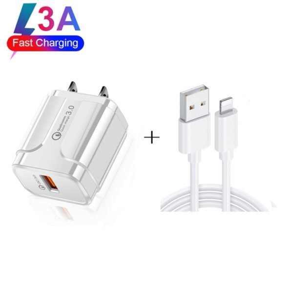 LZ-023 18W QC 3.0 USB Portable Travel Charger + 3A USB to 8 Pin Dat... - Image 2