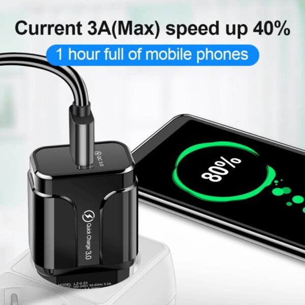 LZ-023 18W QC 3.0 USB Portable Travel Charger + 3A USB to 8 Pin Dat... - Image 4