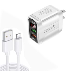 F002C QC3.0 USB + USB 2.0 LED Digital Display Fast Charger with USB...