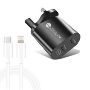 002 40W Dual Port PD / Type-C Fast Charger with USB-C to 8 Pin Data...