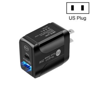 PD25W USB-C / Type-C + QC3.0 USB Dual Ports Fast Charger, US Plug...