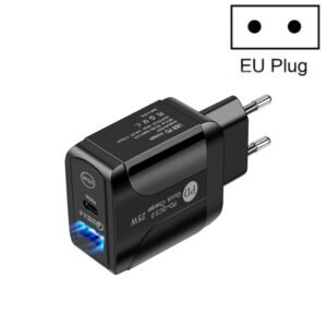 PD25W USB-C / Type-C + QC3.0 USB Dual Ports Fast Charger, EU Plug...