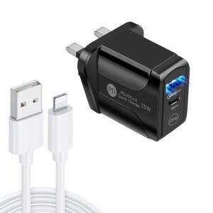 PD25W USB-C / Type-C + QC3.0 USB Dual Ports Fast Charger with USB t...